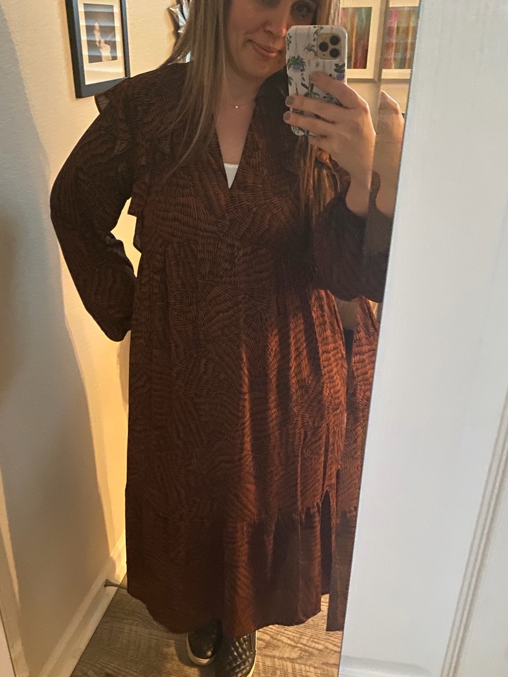 A NEW DAY Brown Black Tiger Midi Dress - Medium